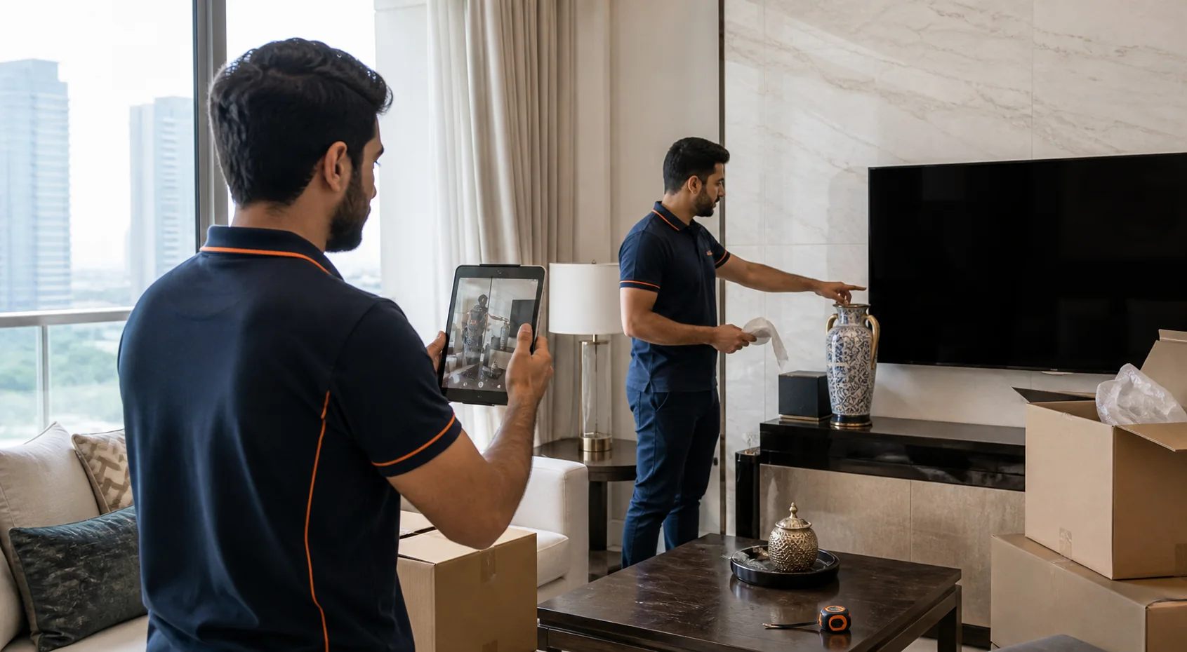 The assessment records furniture, fragile items and handling conditions rather than relying only on property size.